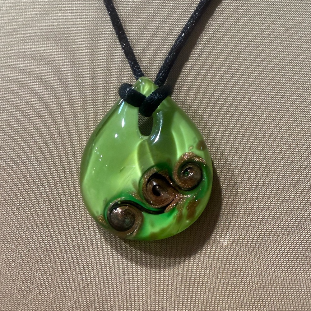 Italian Murano glass pendant on black cord Necklace